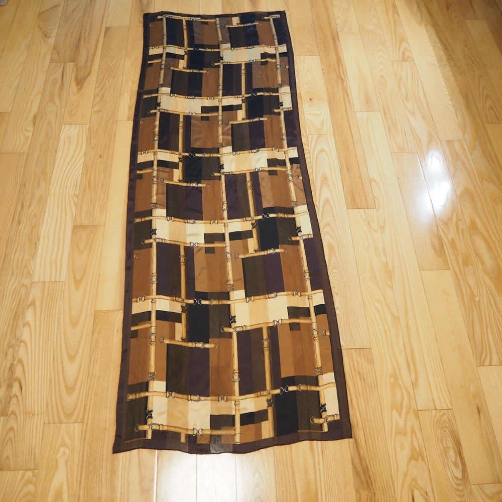 Silk Rectangle Scarf Equestrian Bridle Horse Bit Pattern Sheer - Unbranded